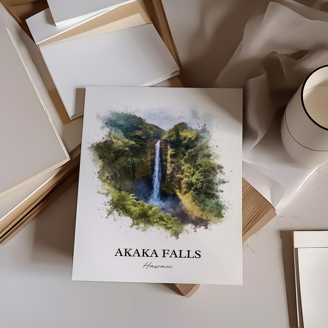 Akaka Falls Hawaii Big Island Tropical Rainforest Waterfall Poster - Image 3