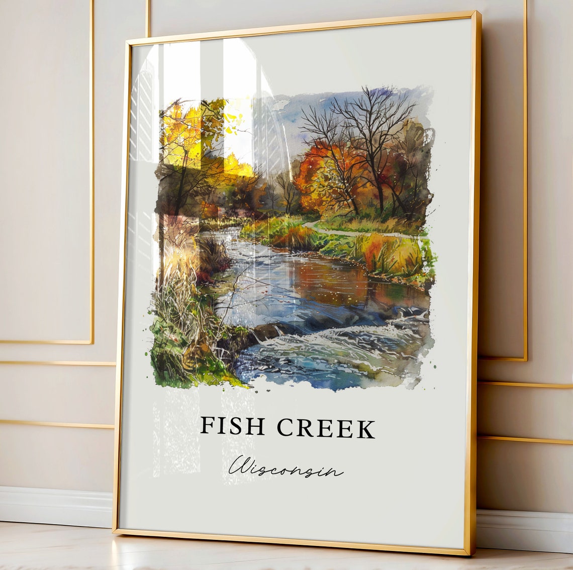 Fish Creek, WI Watercolor Travel Poster Art Print - Image 4