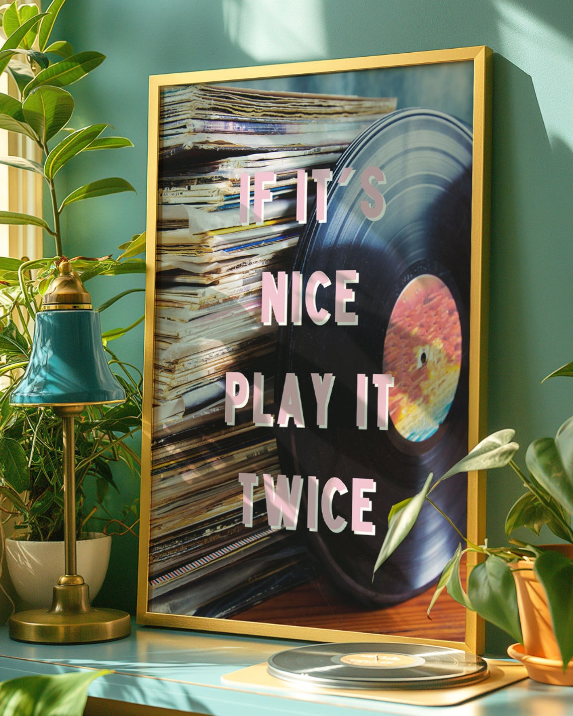 If It's Nice Play It Twice Vinyl Record Retro Music Art Poster - Image 2