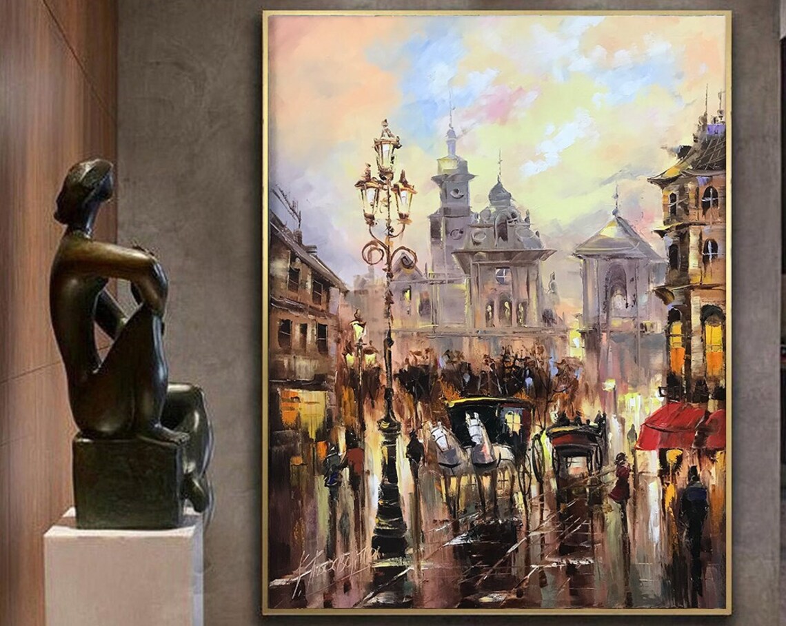Prague Oil Painting, European City Street Art Print - Image 3