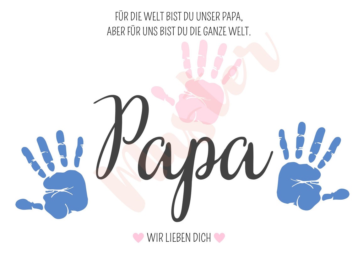 Handprint Papa Script German Father's Day Keepsake Quote Art Poster - Image 2