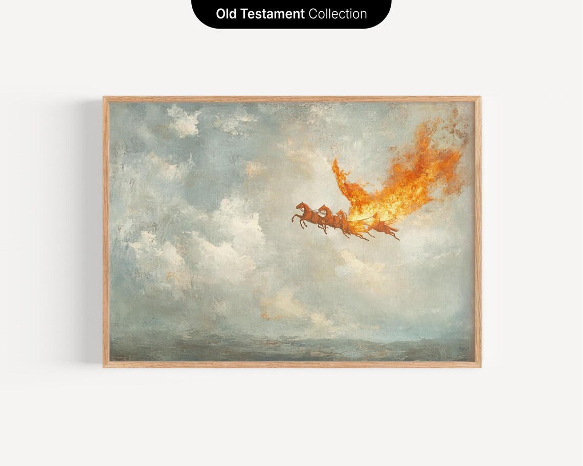 Elijah's Chariot Of Fire Vintage Christian Art Print