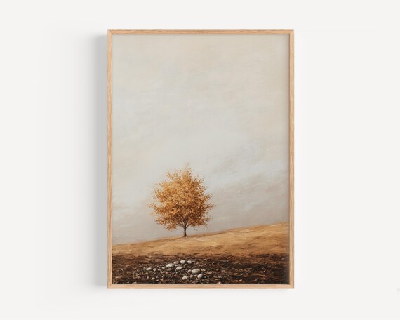The Mustard Tree Golden Field Minimalist Oil Painting Christian Art Print