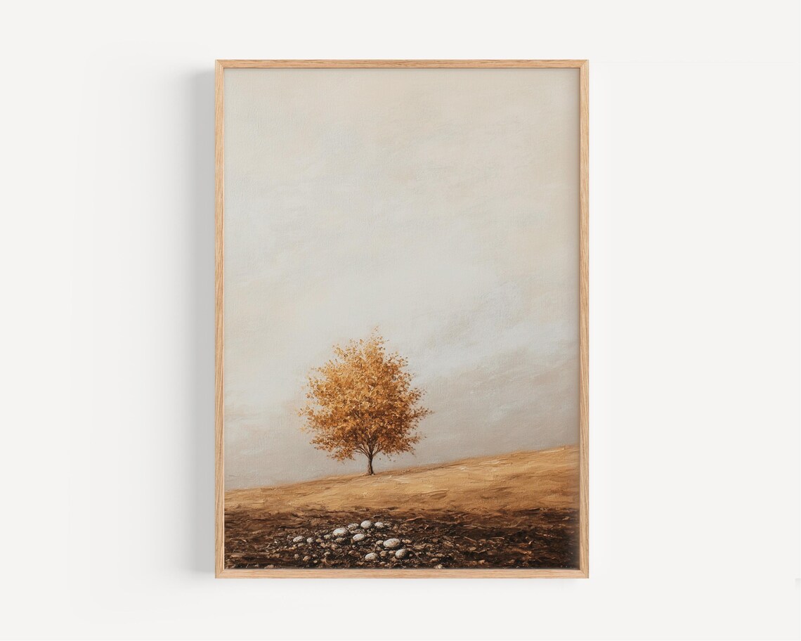 The Mustard Tree Golden Field Minimalist Oil Painting Christian Art Print