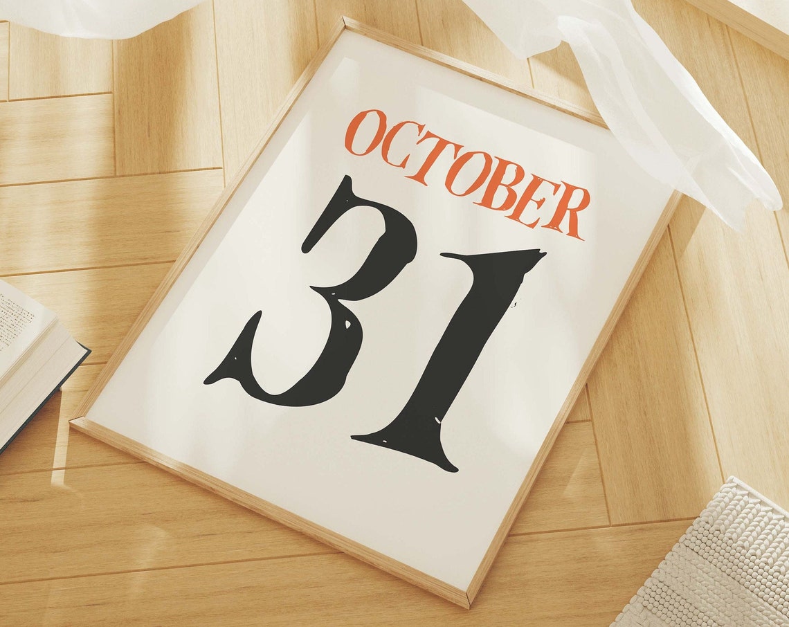October 31 Halloween Date Typography Art Poster for Spooky Decor - Image 4