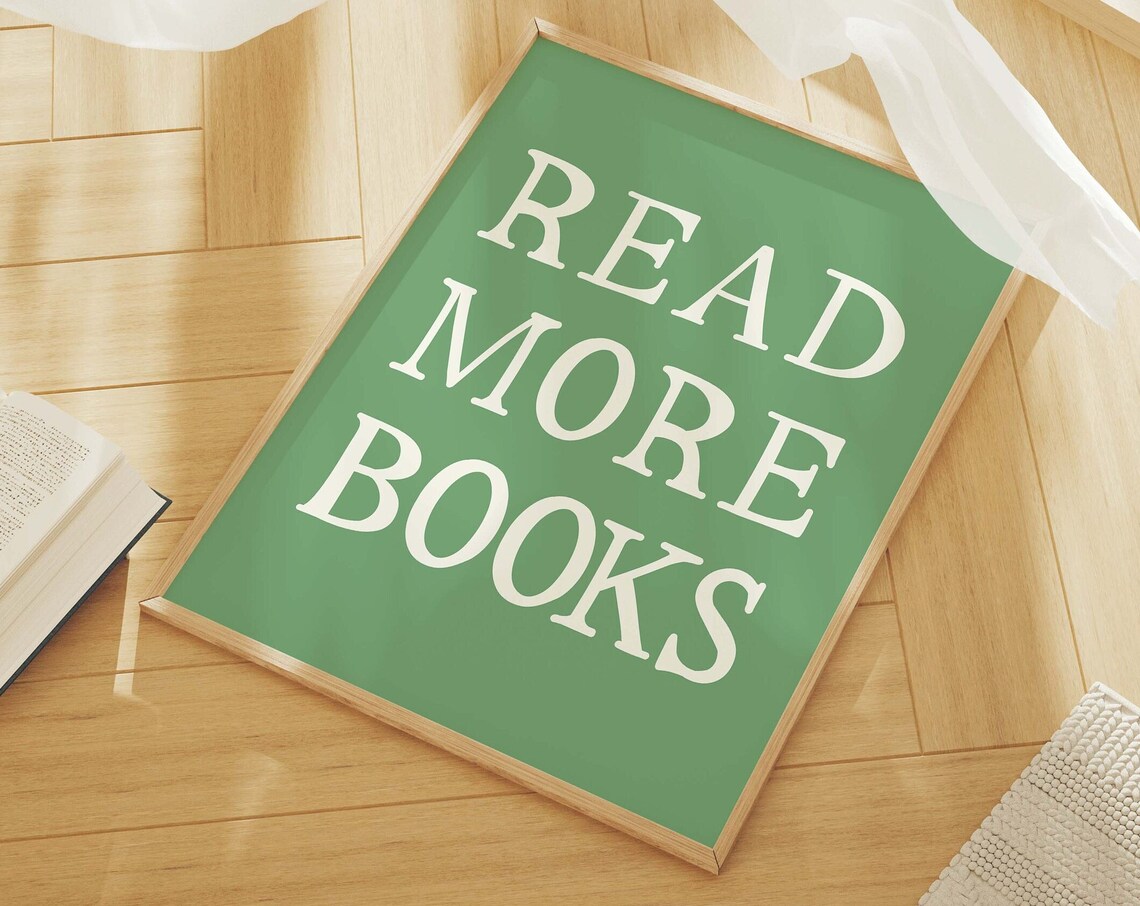 Read More Books Cream On Green Typographic Poster For Readers