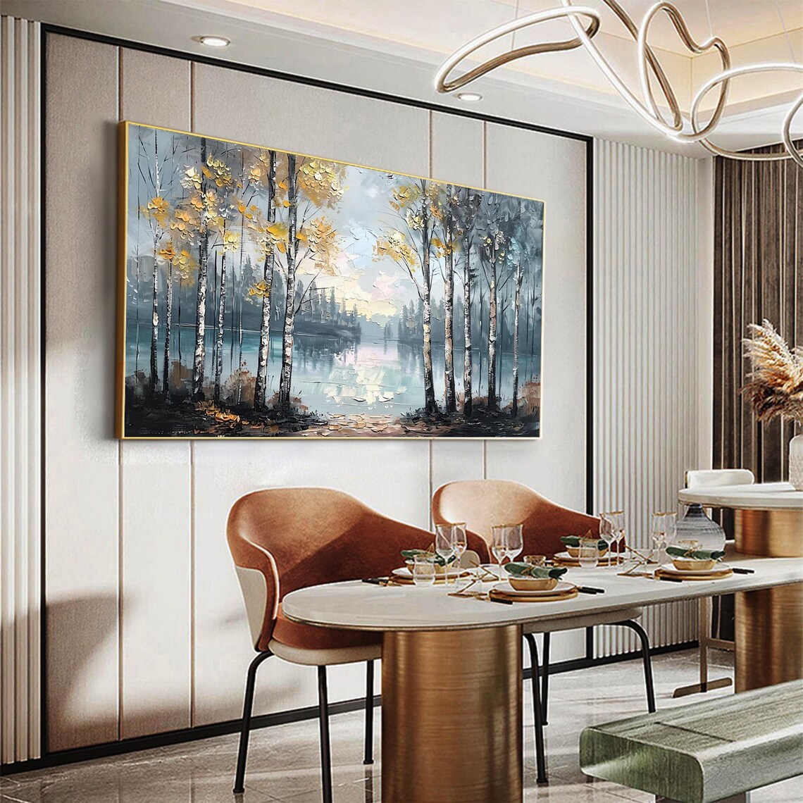 Abstract Forest Oil Painting, Colorful Tree Landscape - Image 4
