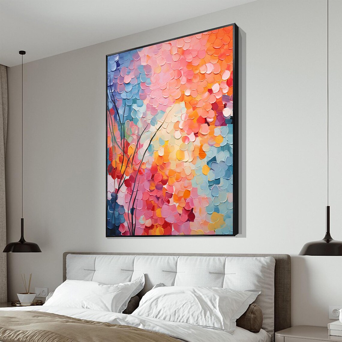 Custom Minimalist Floral Oil Painting, Abstract Texture - Image 2