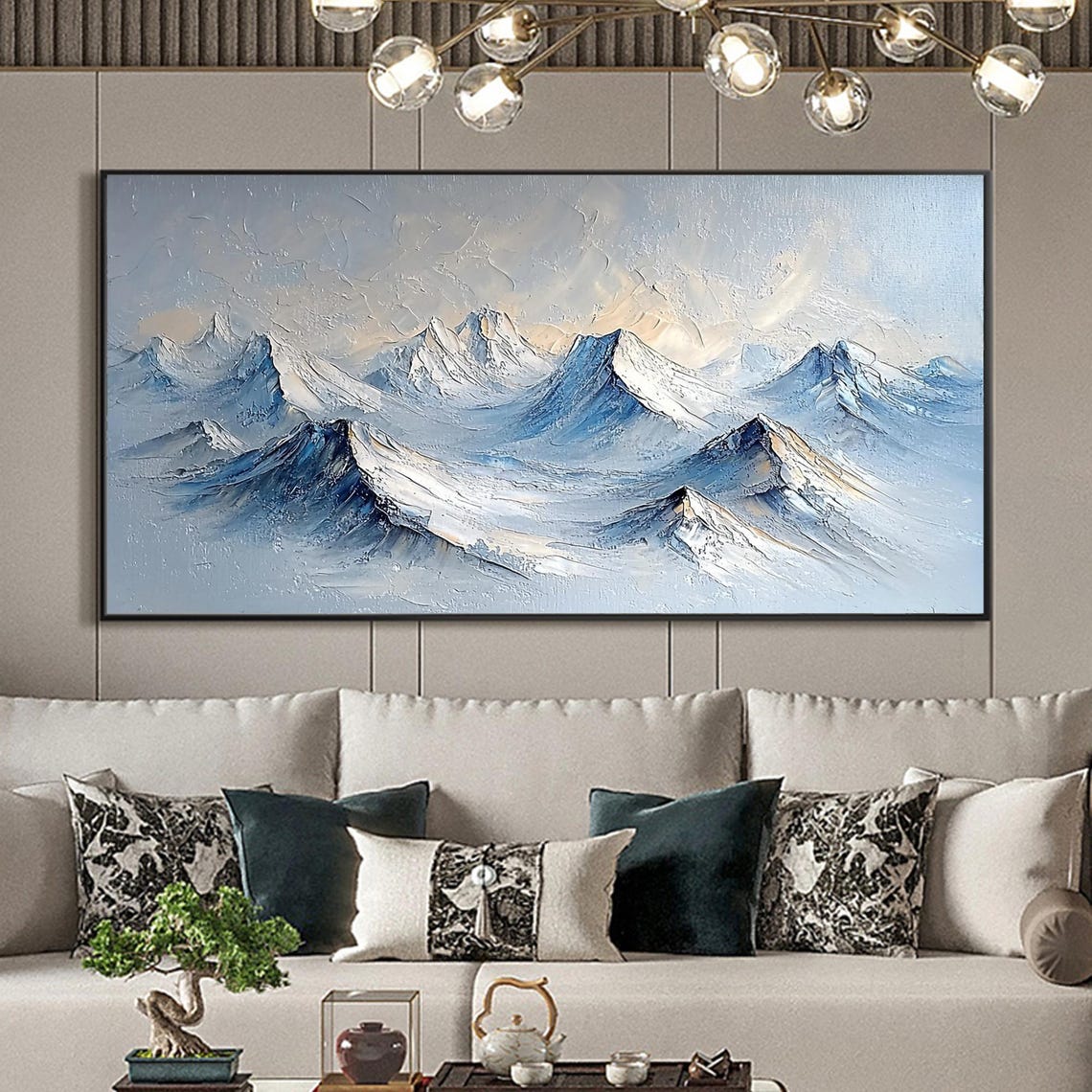 Abstract 3d Texture Mountain Oil Painting On Original Large Minimalist Landscape Wall Art Custom Modern Sofa Background Wall Decor - Image 2