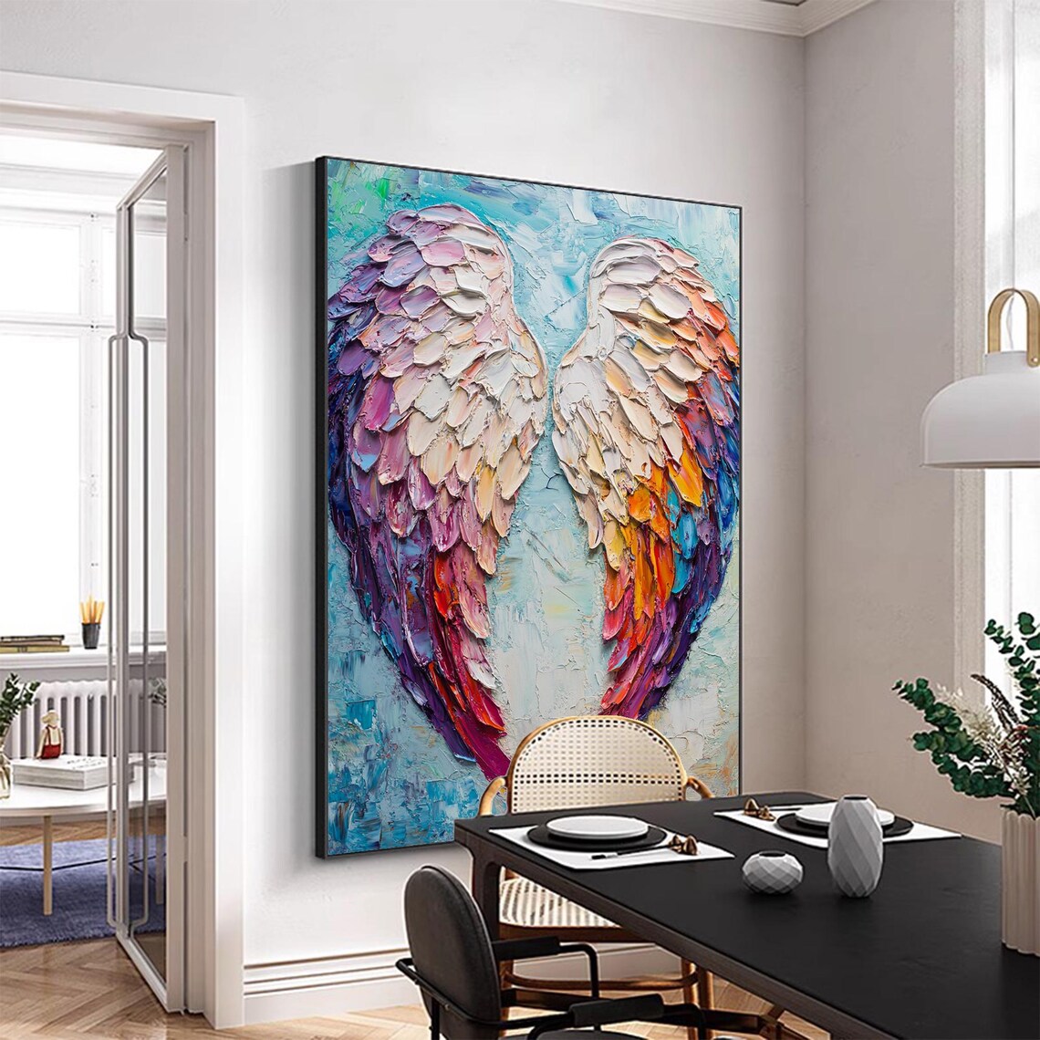 Abstract Angel Wing Oil Painting, Modern Boho Art Print - Image 3