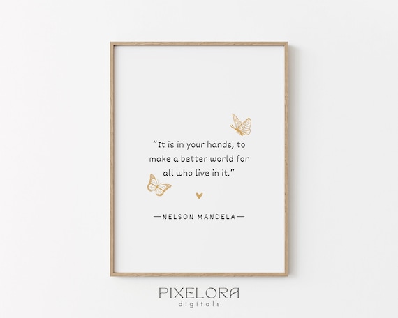 Nelson Mandela Inspirational Quote Better World Minimalist Butterfly Poster
