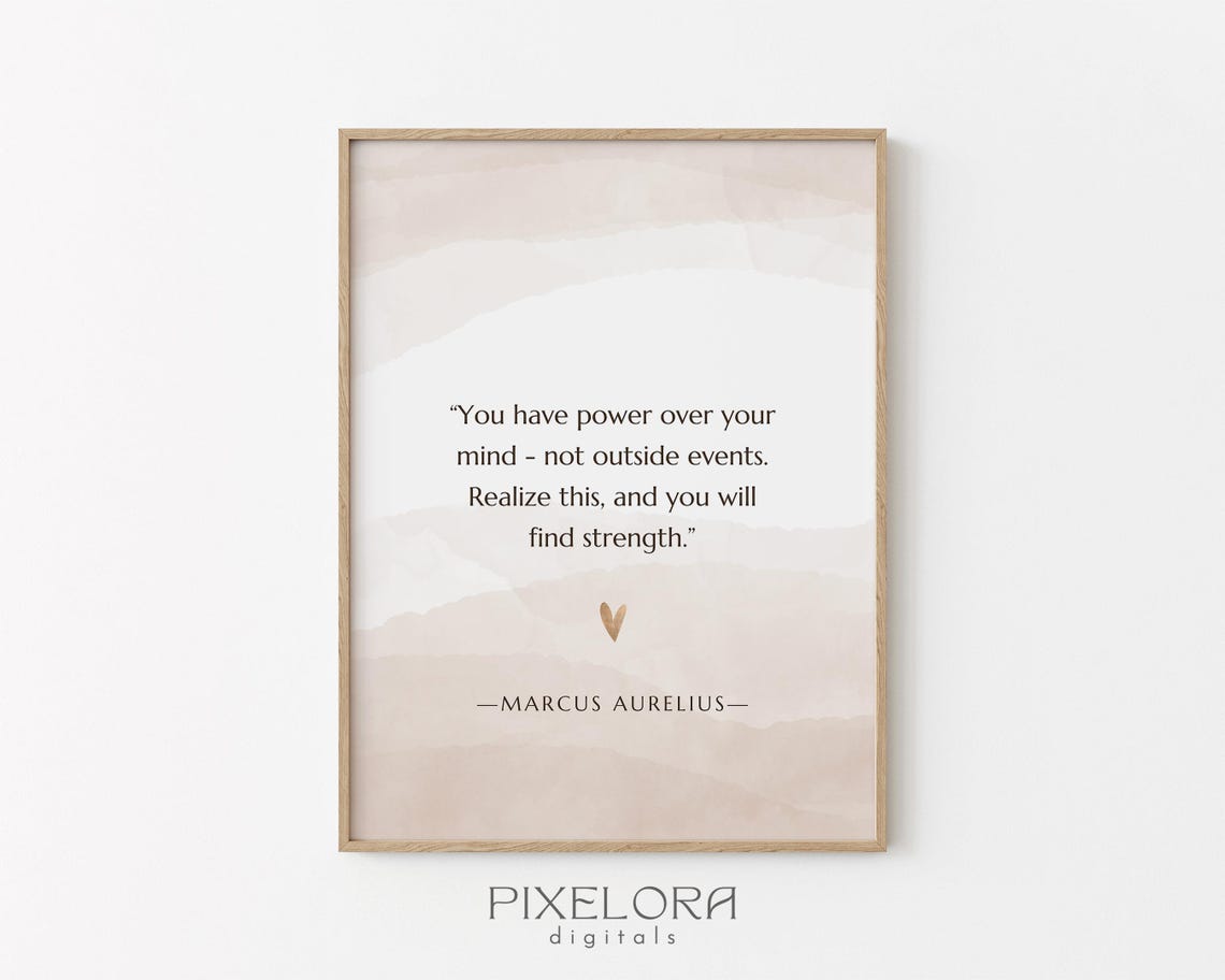 Marcus Aurelius Power Over Your Mind Quote Watercolor Poster