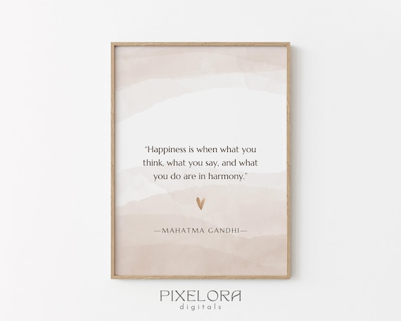 Mahatma Gandhi Happiness Harmony Quote Minimalist Wall Poster