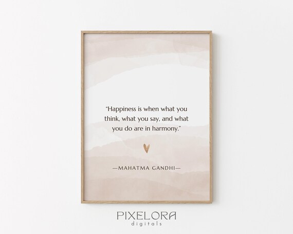Mahatma Gandhi Quote Inspirational Wall Art Motivational Poster Famous Happiness Life Decor