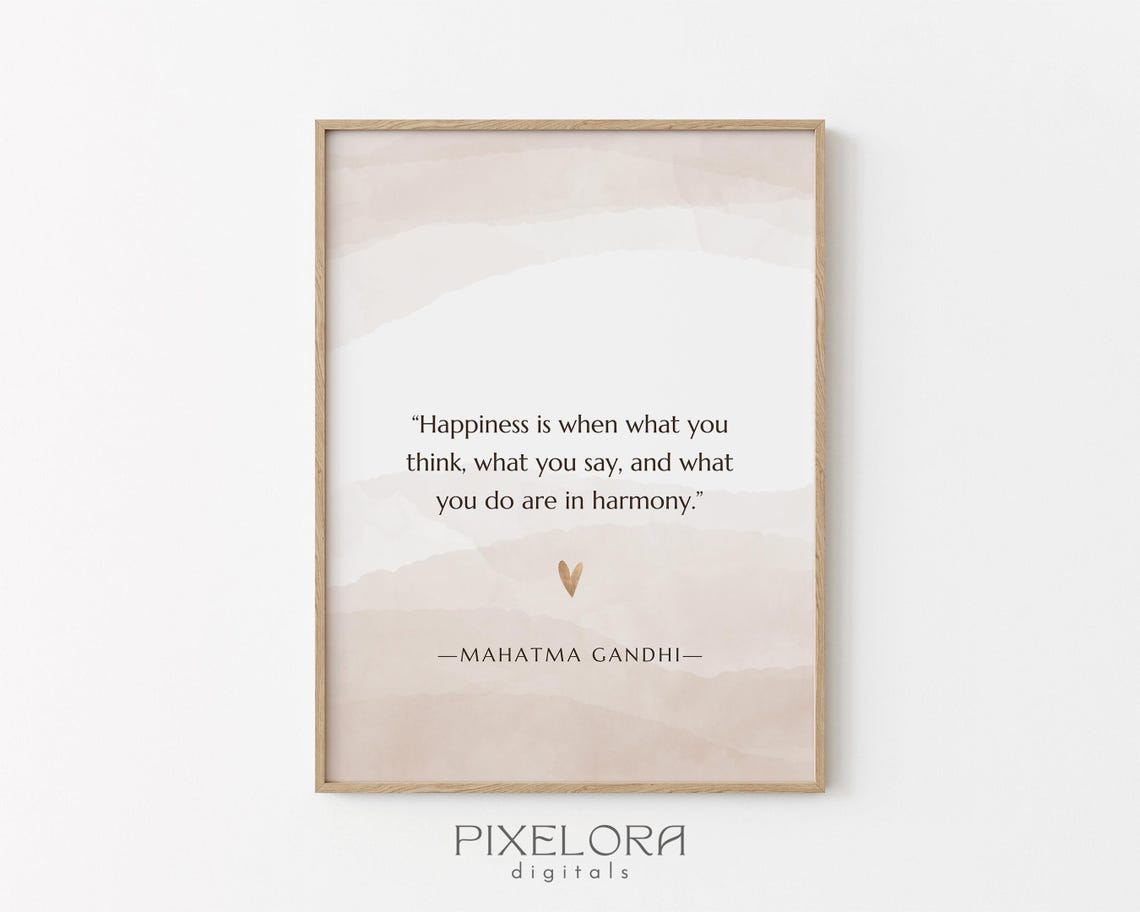 Mahatma Gandhi Happiness Harmony Quote Minimalist Wall Poster