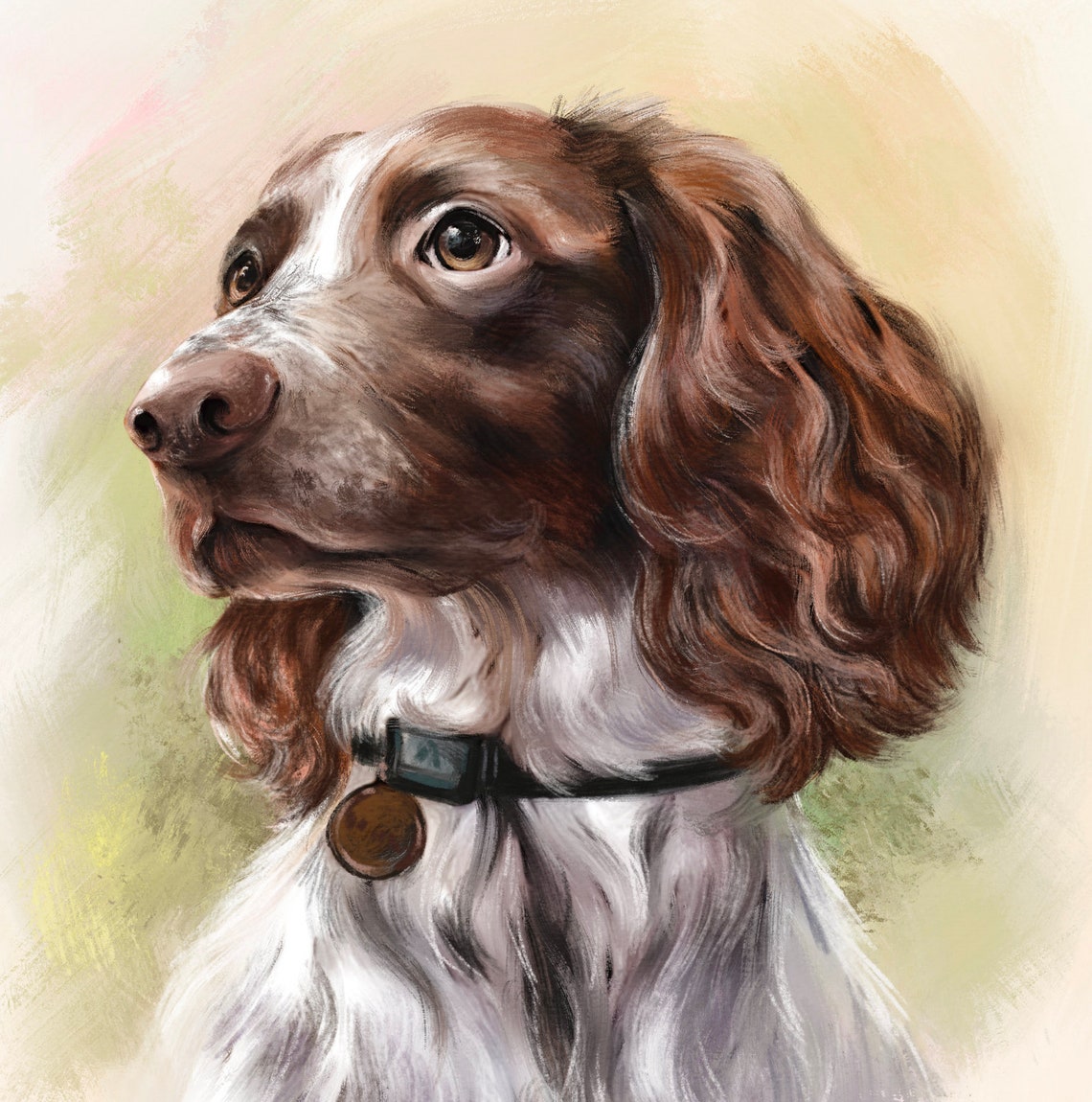 Custom Watercolour Spaniel Dog Pet Portrait Memorial Keepsake Print - Image 2