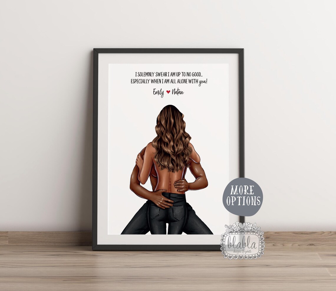 Personalised Couple Promise Romantic Embrace Funny Love Quote Print - Image 2