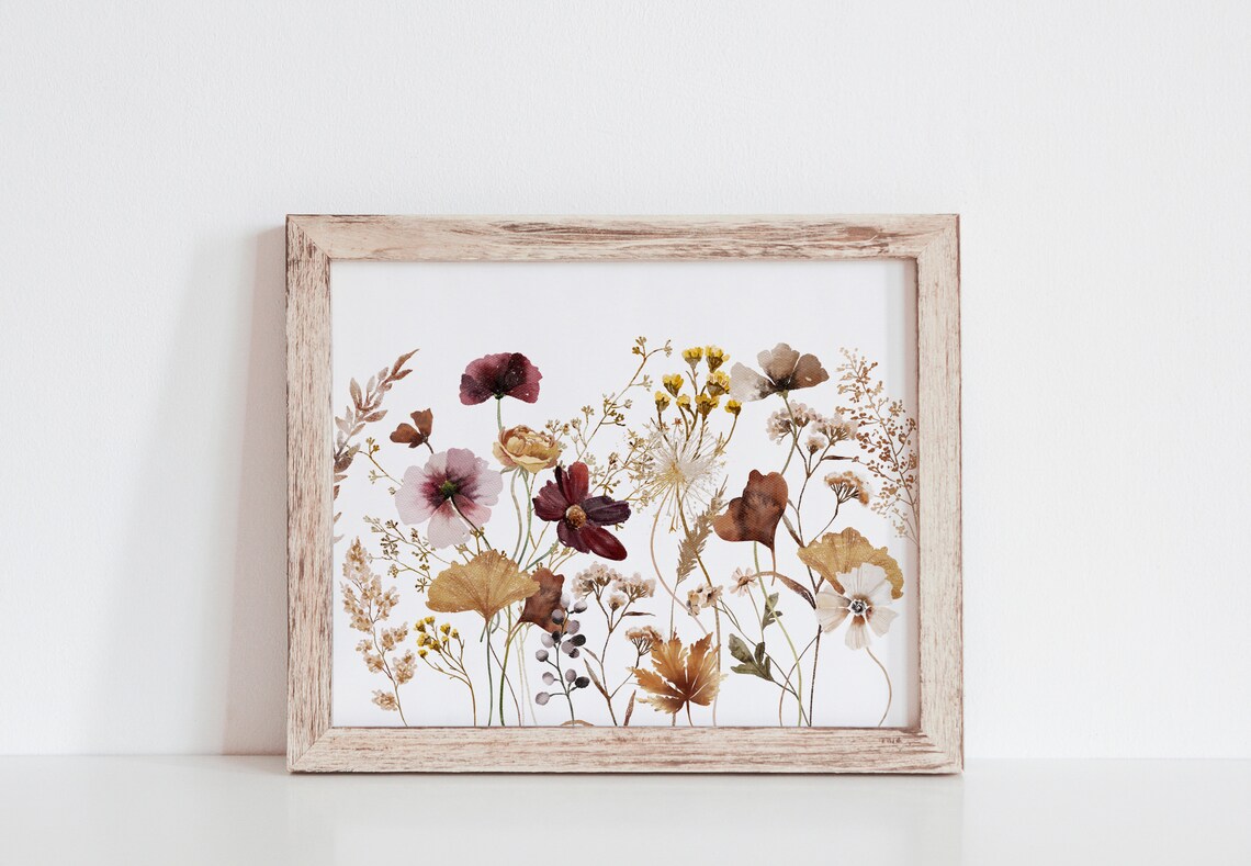 Autumn Wildflowers Watercolor Fall Botanical Floral Bouquet Poster - Image 3