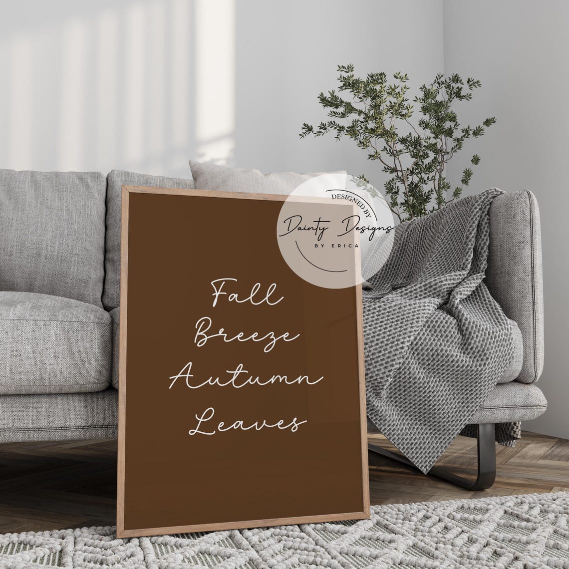 Fall Breeze Autumn Leaves Sign Neutral Brown Fall Decor Poster - Image 3
