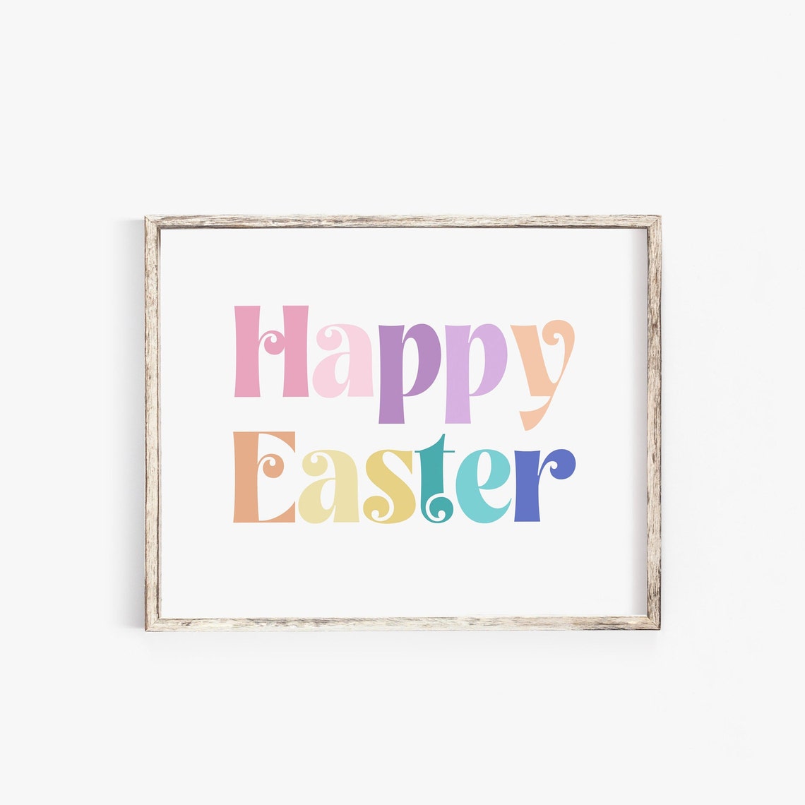 Happy Easter Pastel Retro Colorful Lettering Spring Holiday Art Print - Image 3