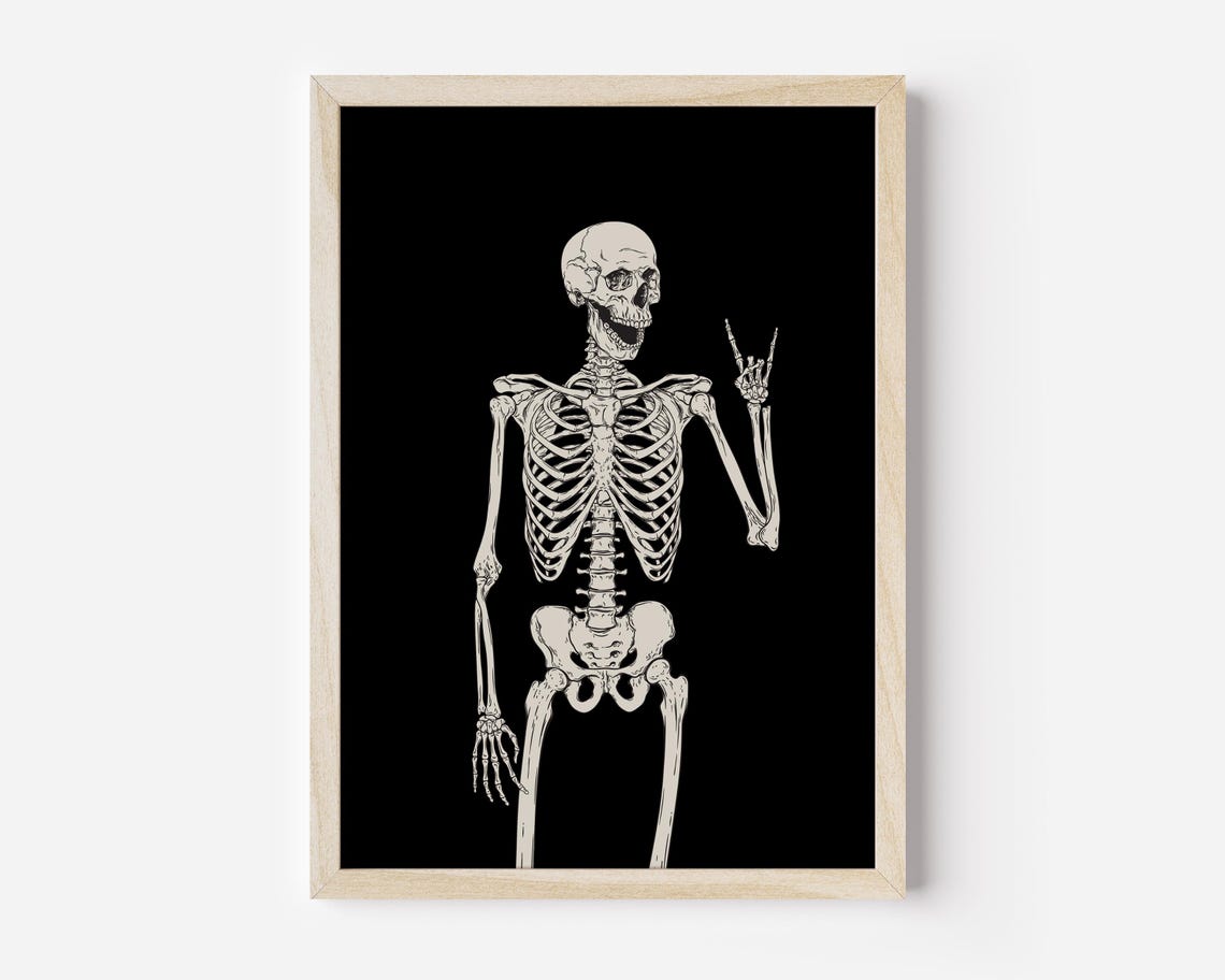 Skeleton Print Halloween Poster Halloween Wall Art Funny Halloween Decor Wall Art Fall Halloween Wall Decor Prints - Image 4
