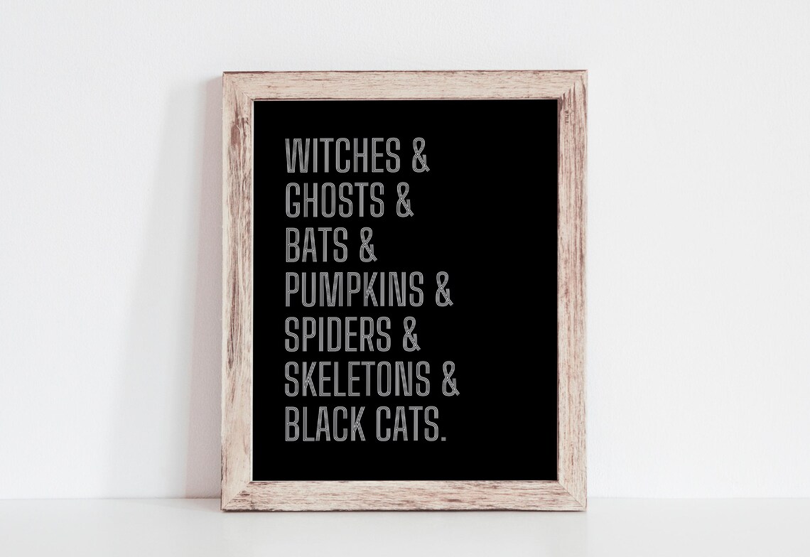 Halloween Witches Ghosts Bats Pumpkins Spiders Skeletons Black Cats Print - Image 4