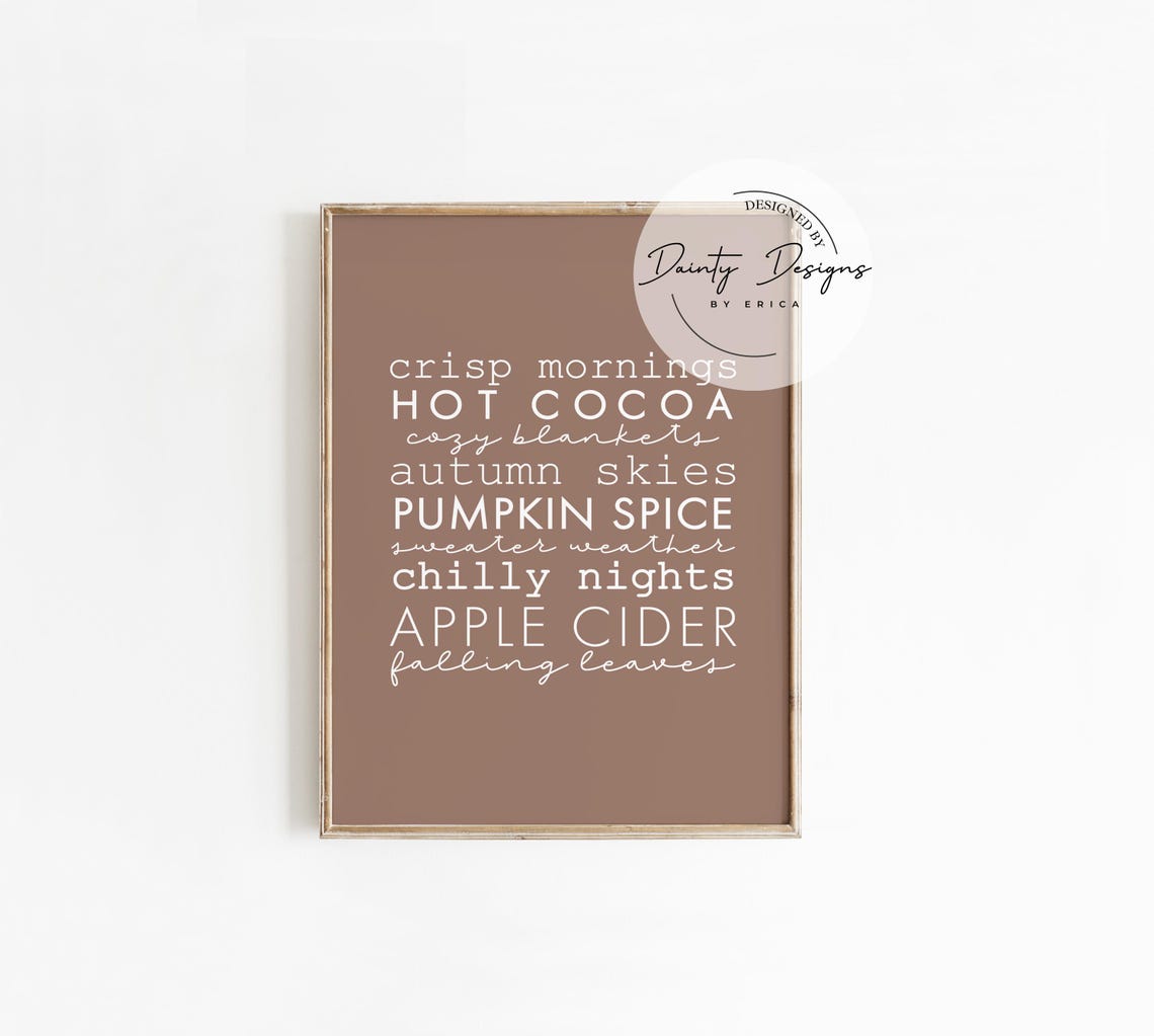 Fall Words List Crisp Mornings Pumpkin Spice Autumn Decor Poster - Image 2