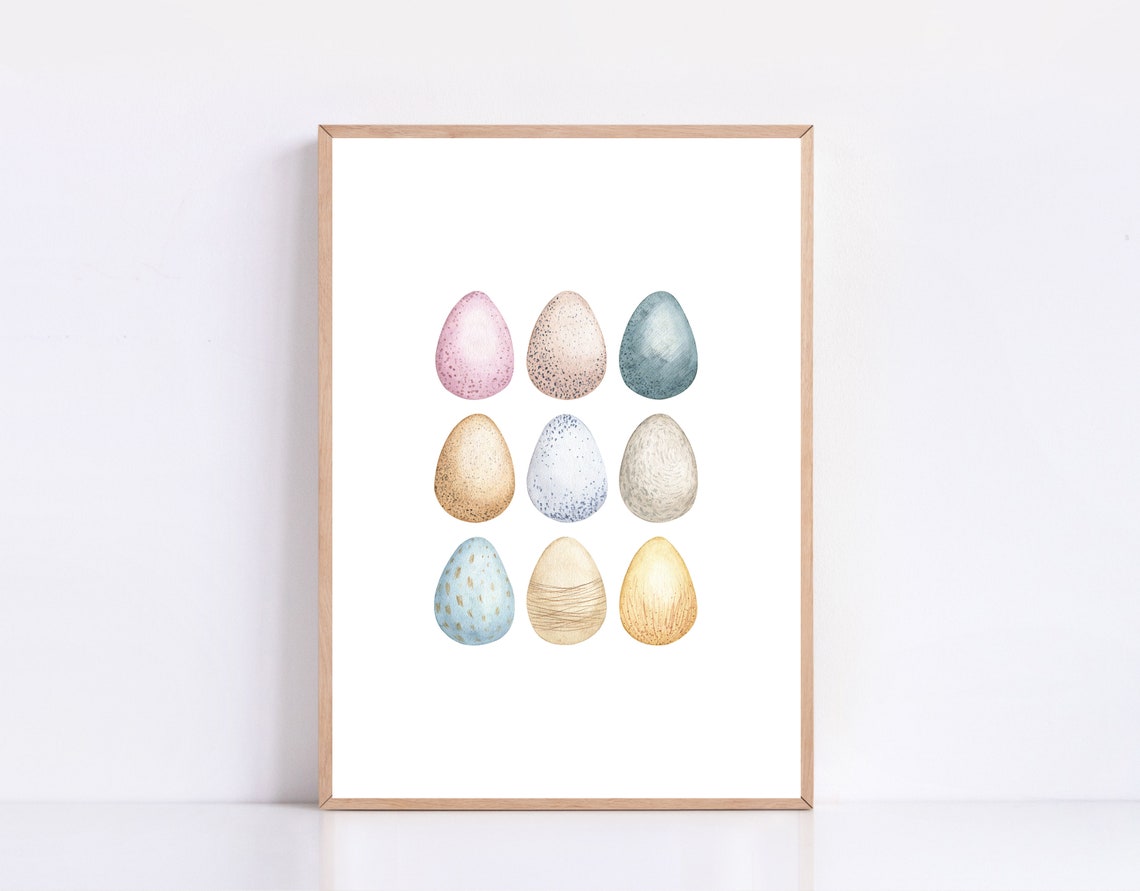 Watercolor Easter Eggs Pastel Spring Decor Nursery Art Poster - Image 3