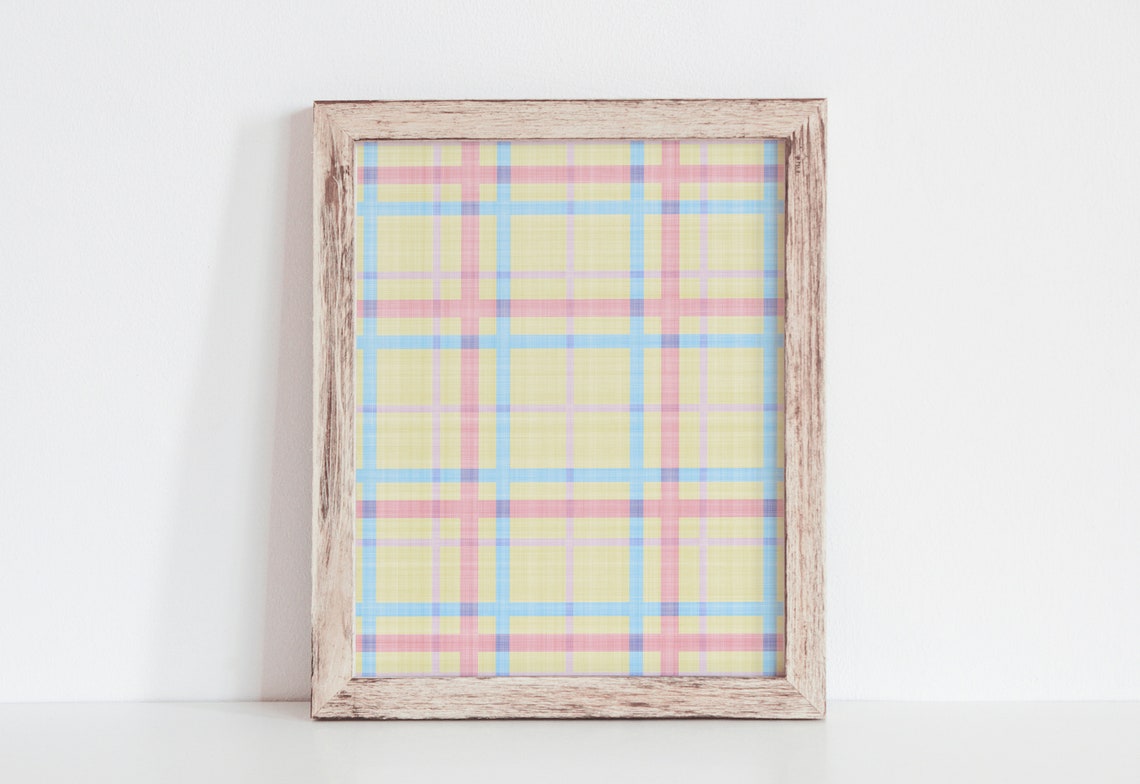 Spring Pastel Plaid Print Pink Yellow Blue Check Pattern Wall Decor