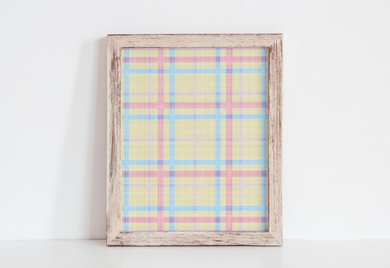 Spring Pastel Plaid Print Pink Yellow Blue Check Pattern Wall Decor