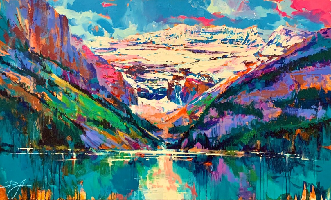 Lake Louise Print, Canadian Rockies Mountain Lake