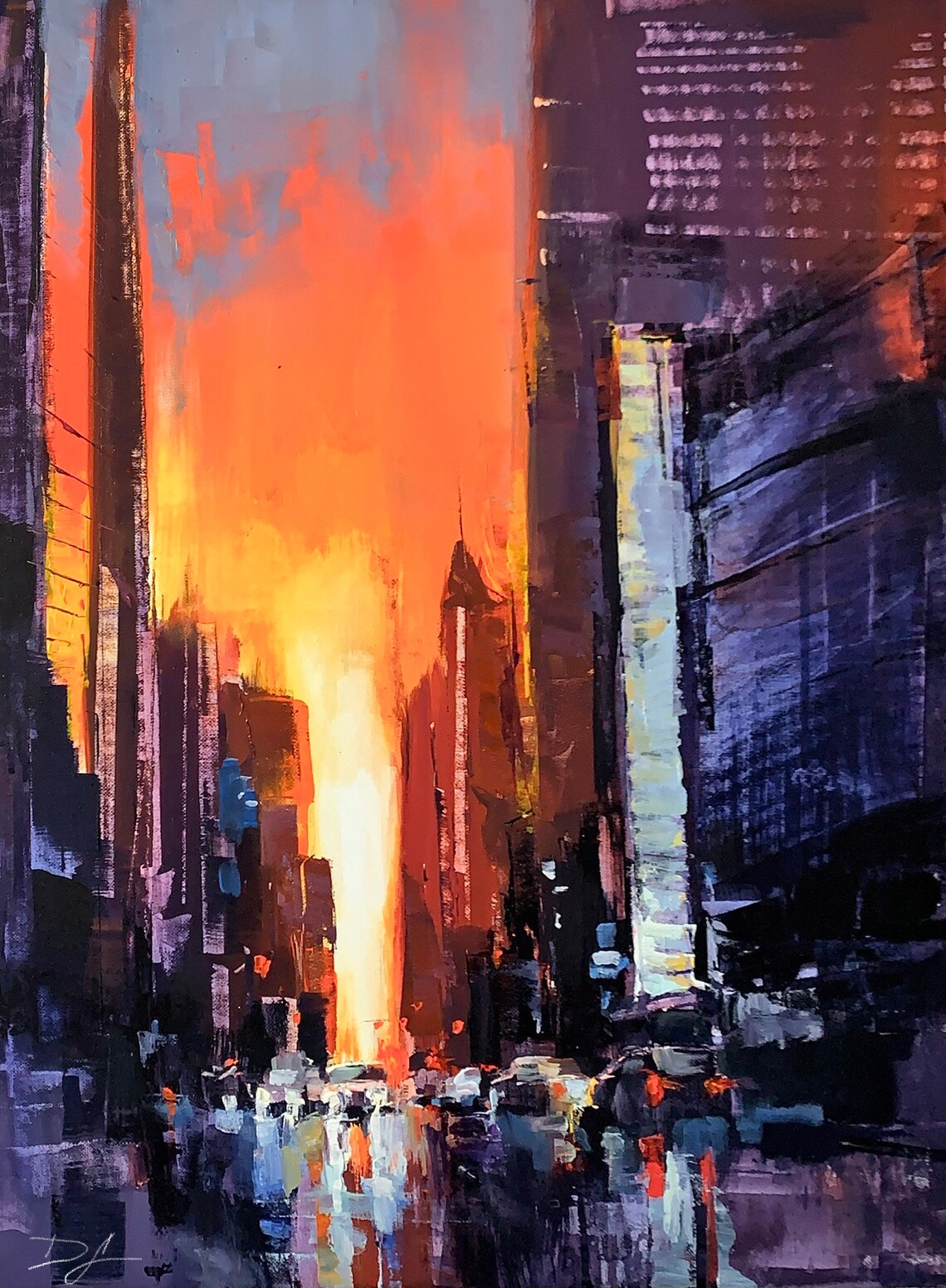 Original Painting Golden Gateway 18x24 Acrylic On Original Painting City Painting Cityscape Decor Toronto Art Cityscape Art