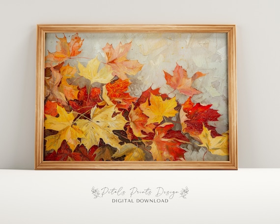 Colorful Fallen Maple Leaves Impasto Autumn Foliage Art Print