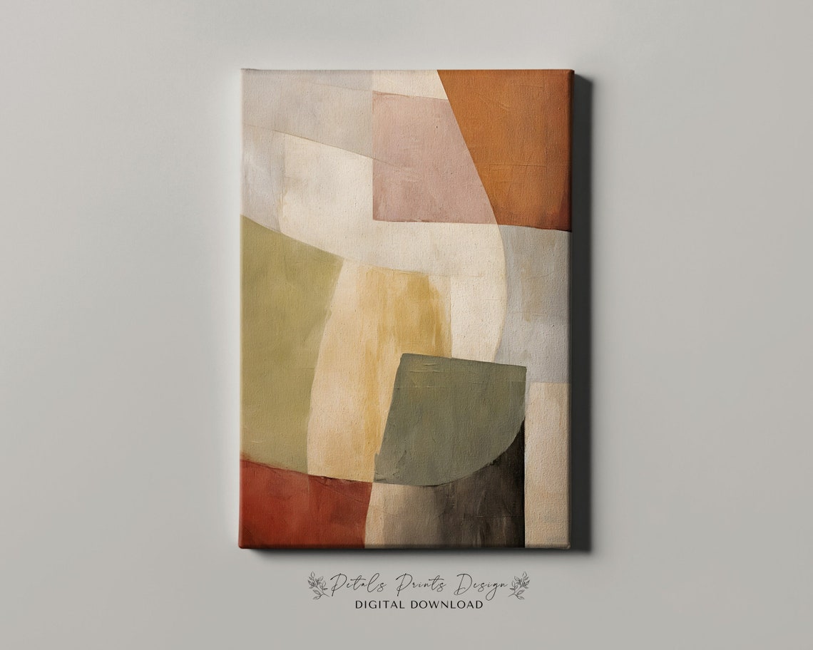 Rust Olive Cream Curved Shapes Neutral Modern Abstract Poster - Image 4