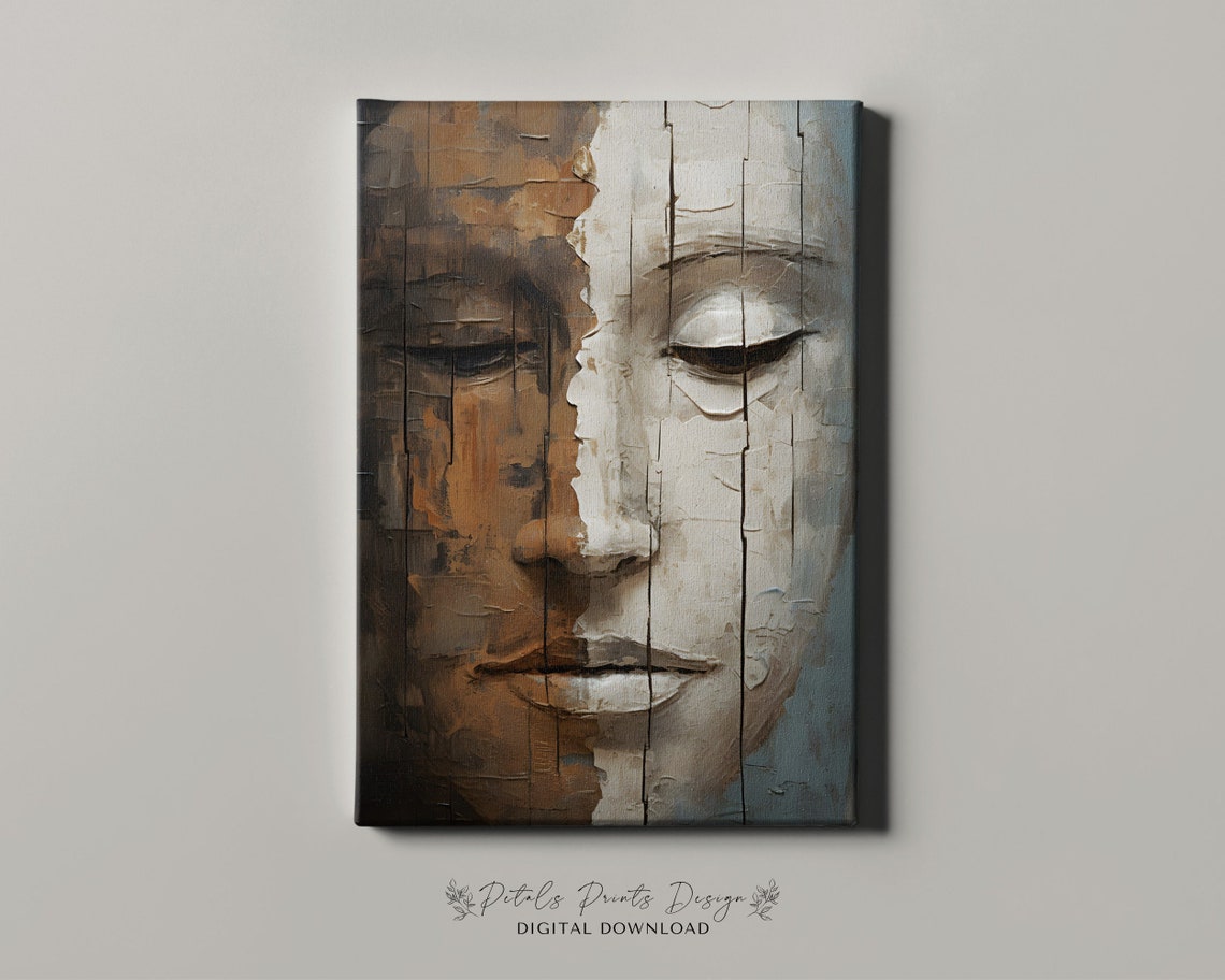 Abstract Weathered Face Plank Texture Dramatic Neutral Art Poster - Image 4