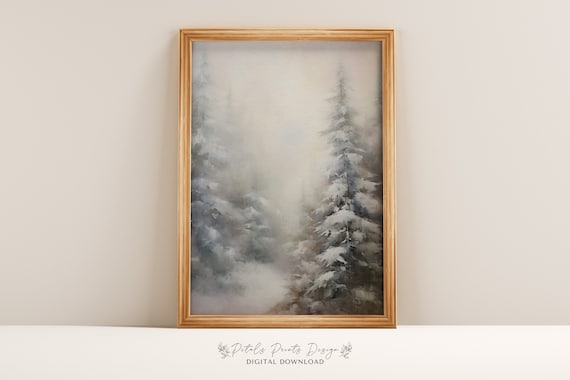 Christmas Pine Tree Vintage Holiday Art Print