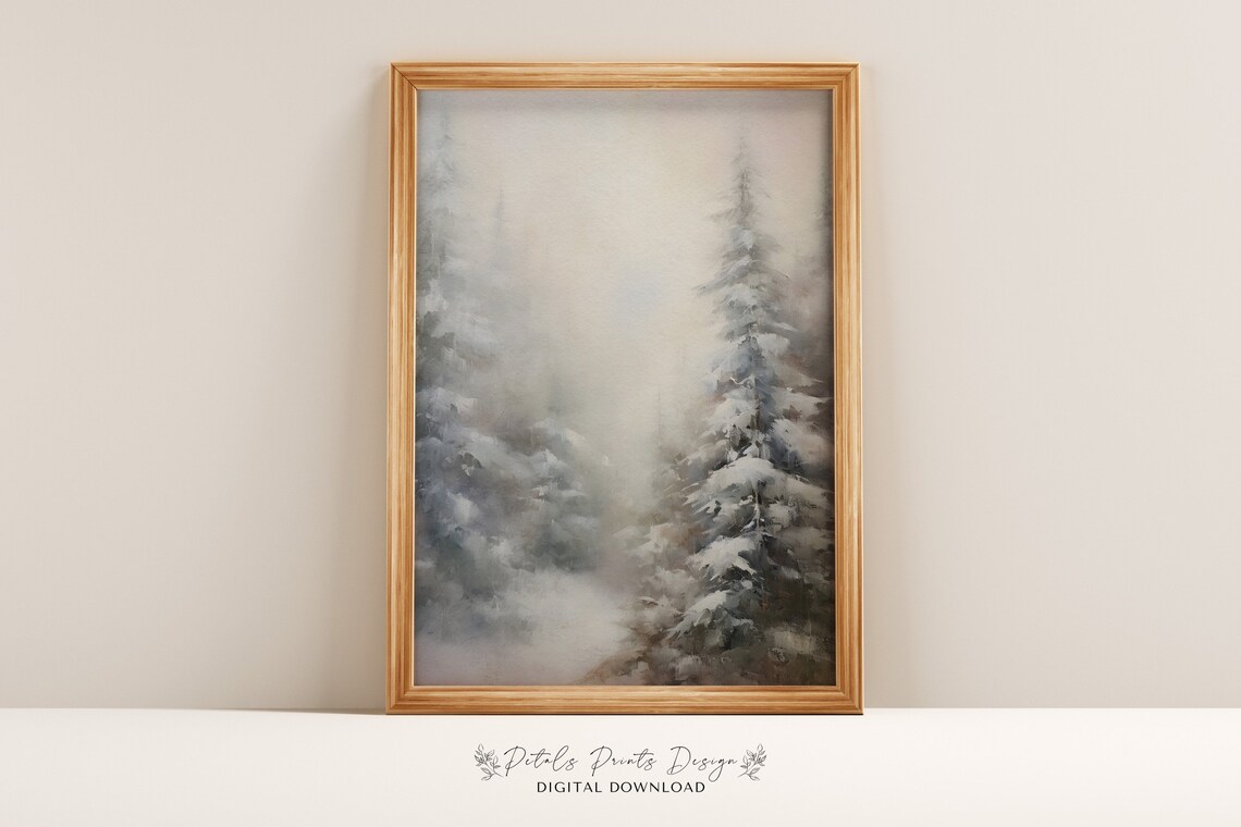 Christmas Pine Tree Vintage Holiday Art Print
