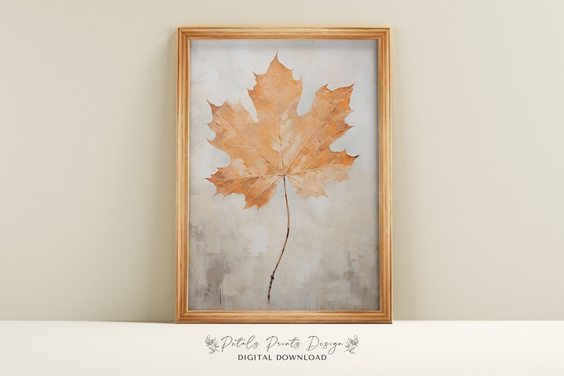 Maple Leaf Still Life, Rustic Autumn Art Print