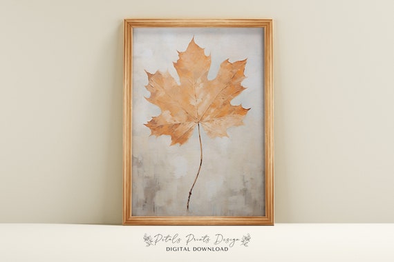 Maple Leaf Still Life, Rustic Autumn Art Print