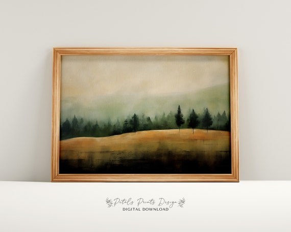 Neutral Country Vintage Wall Art Neutral Field Landscape Prints Countryside Painting Rustic Farmhouse Decor Art Print 2024