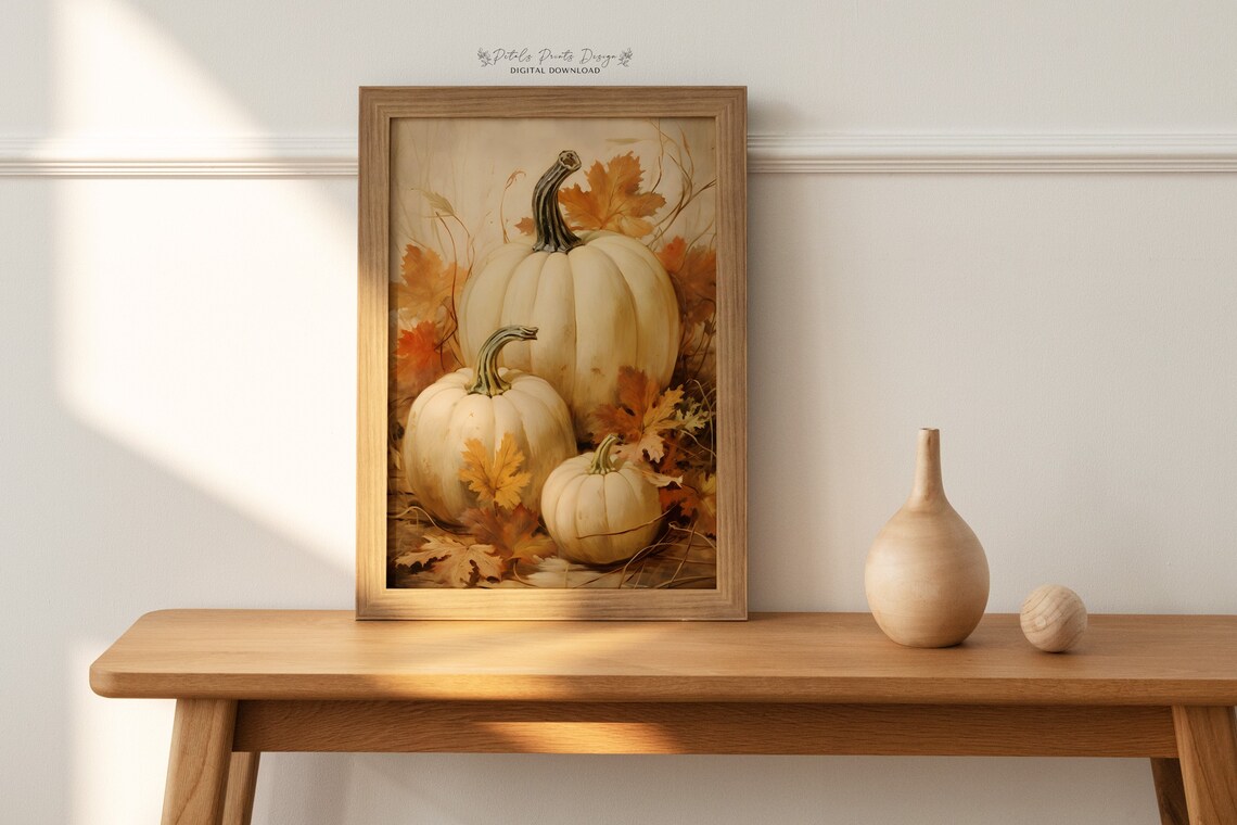 Pumpkin Still Life Vintage Autumn Wall Print - Image 4