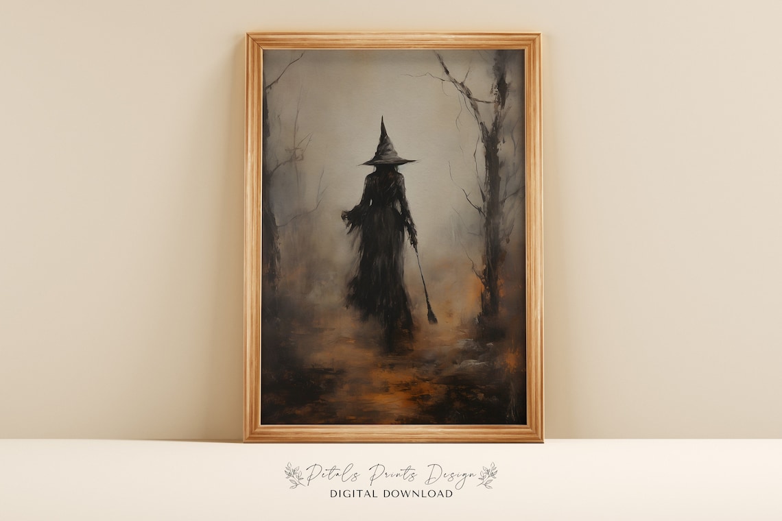 Vintage Witch Halloween Rustic Decor Art Print