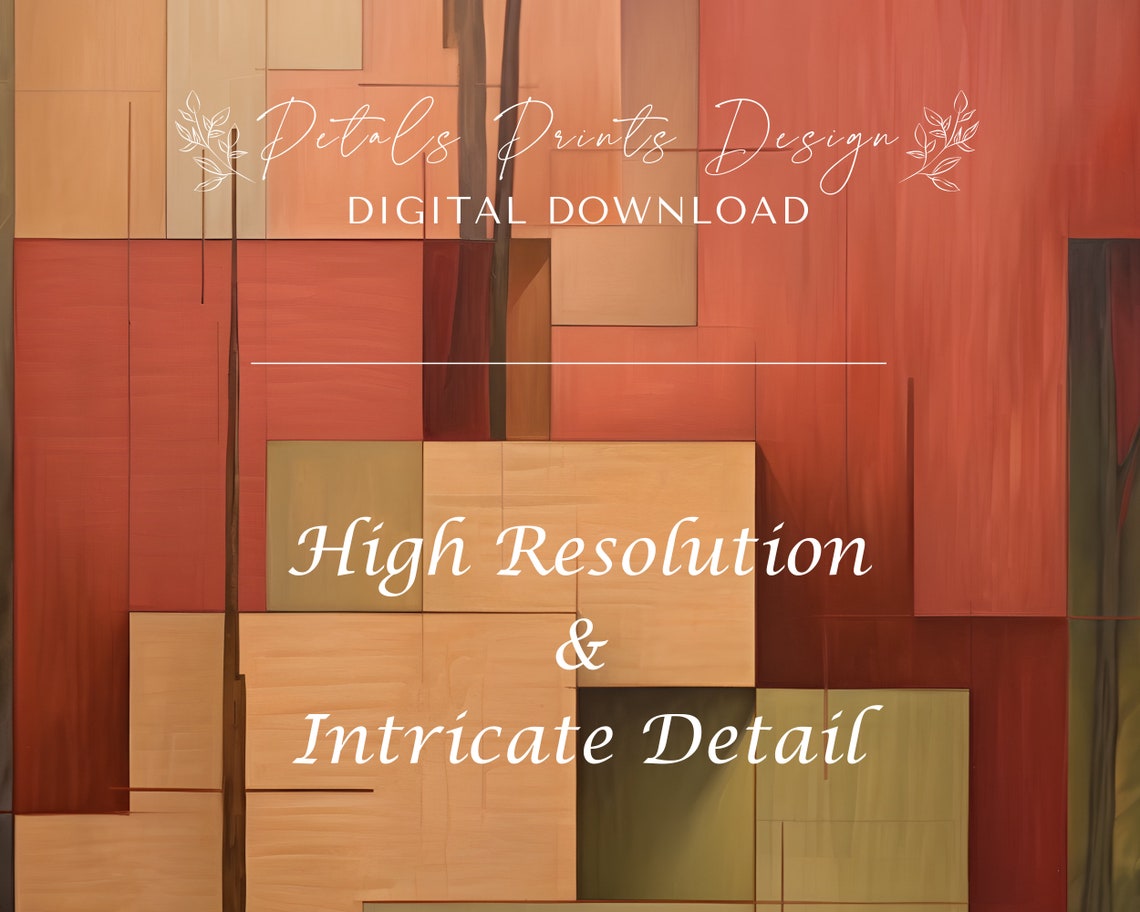 Warm Rust Olive Geometric Lines Abstract Vertical Modern Poster - Image 3