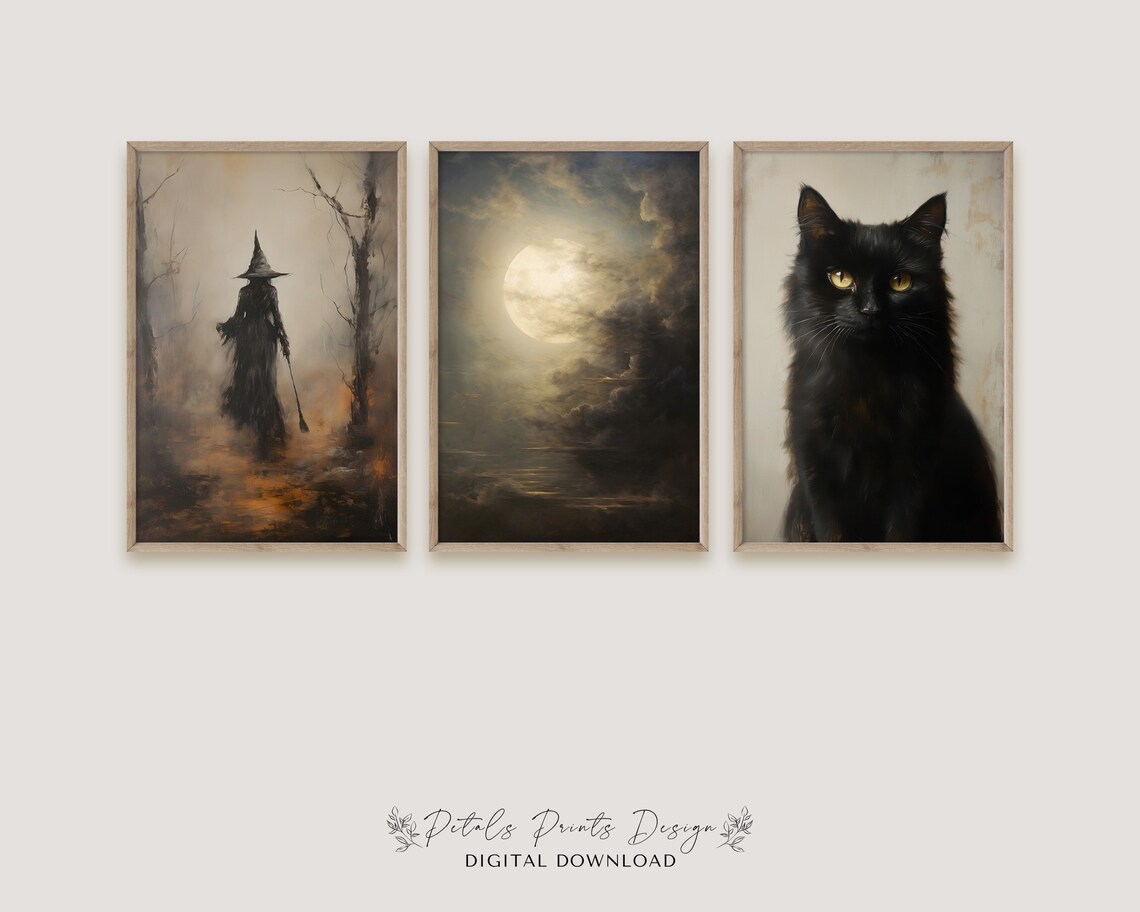 Witch Gallery Wall Prints Set, Vintage Halloween Art - Image 2