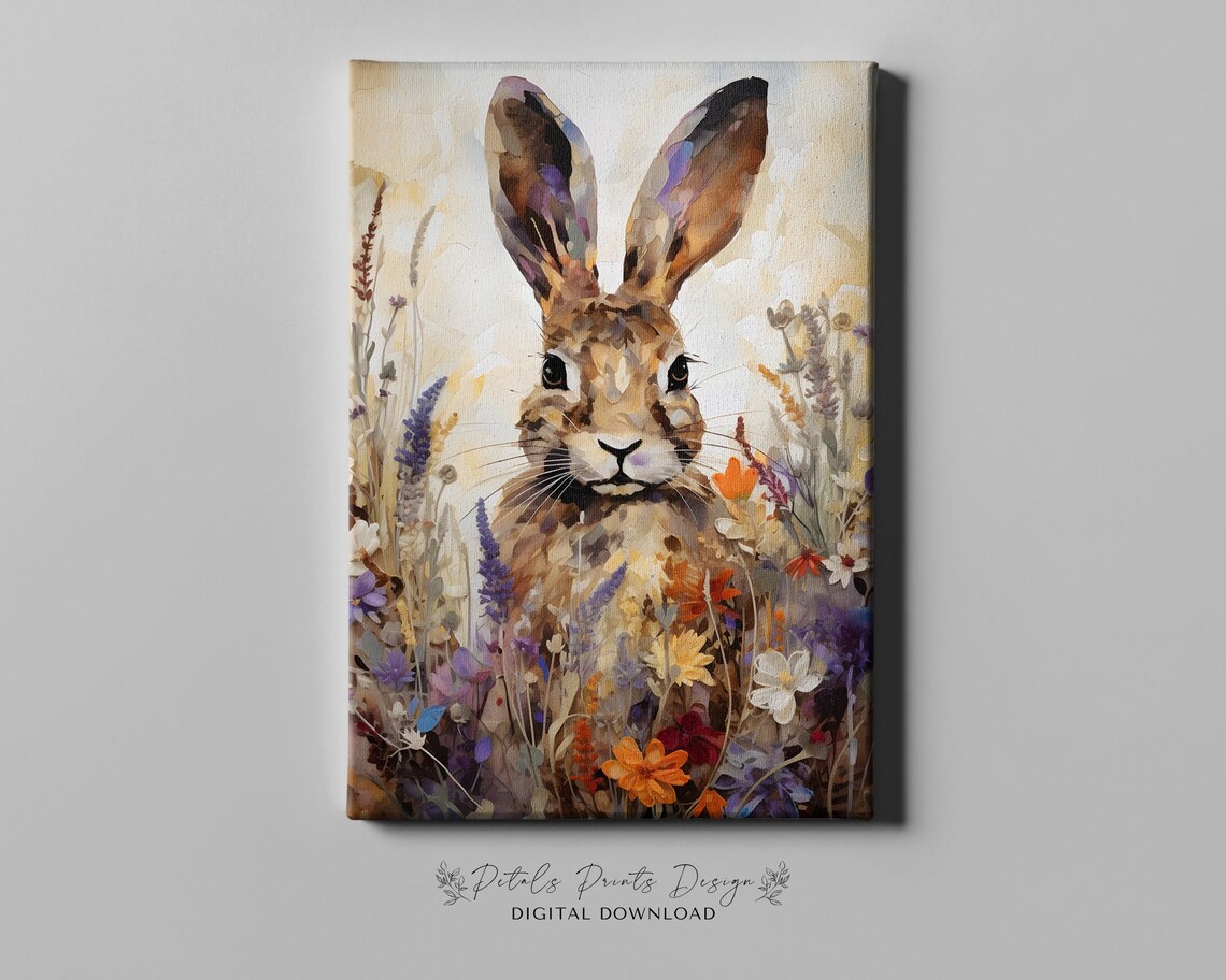 Vintage Bunnies And Wildflowers Art Print - Image 4