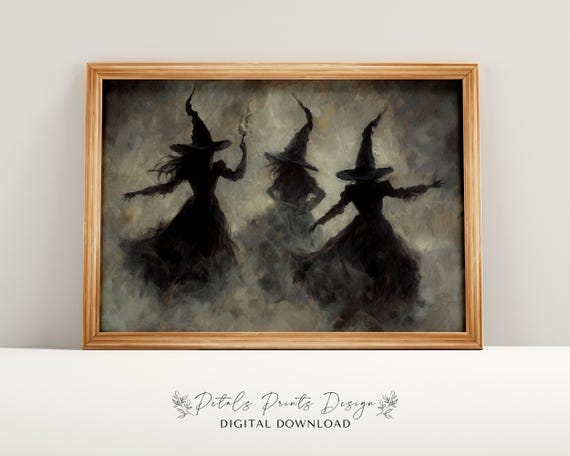 Witchy Decor Halloween Wall Art, Vintage Rustic Print