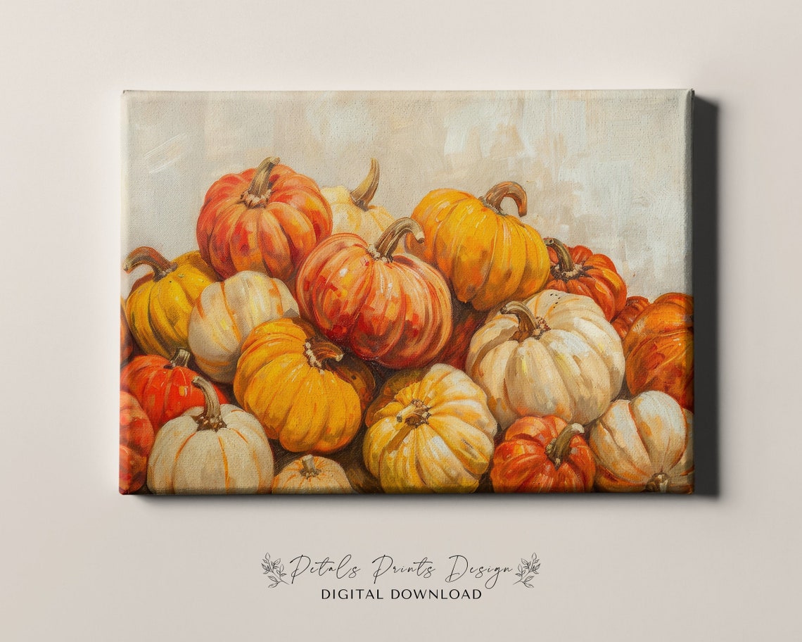 Harvest Pumpkin Patch Autumn Oil Painting Fall Still Life Poster - Image 2