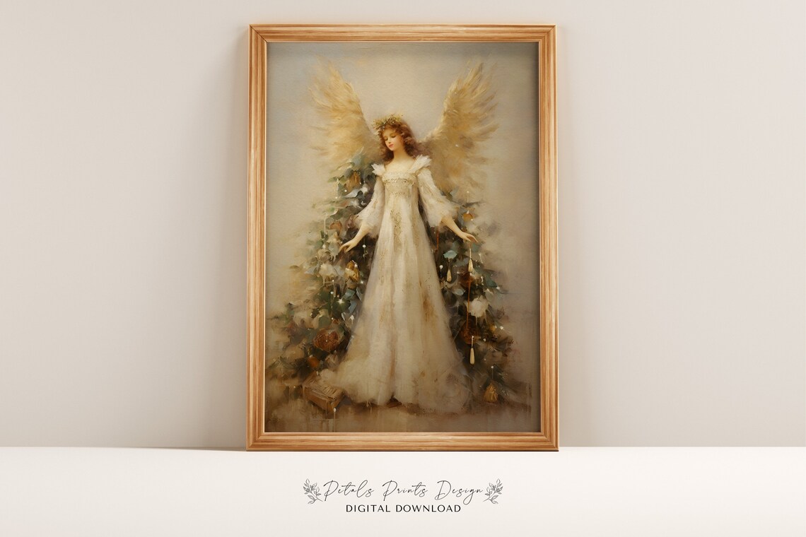 Vintage Christmas Angel Still Life Art Print