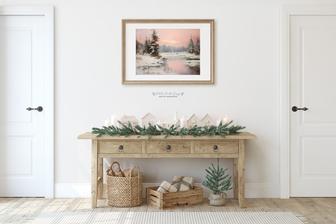 Rustic Winter Landscape, Vintage Farmhouse Art Print - Image 2