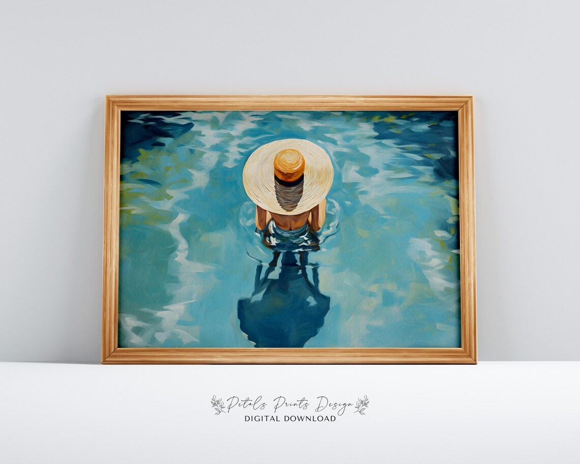 Vintage Beach Print, Abstract Coastal Wall Art